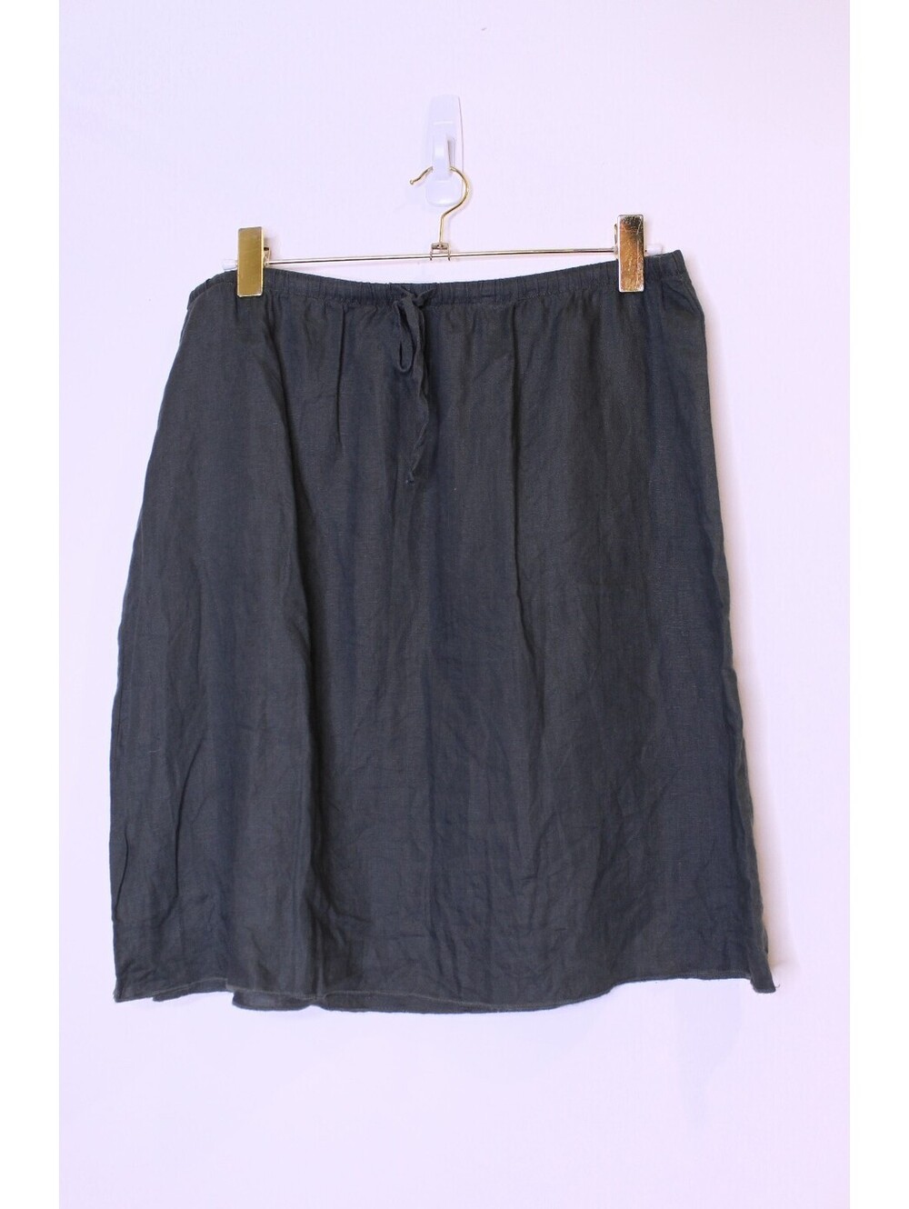 Dark Green Linen Drawstring Mini Skirt - XL